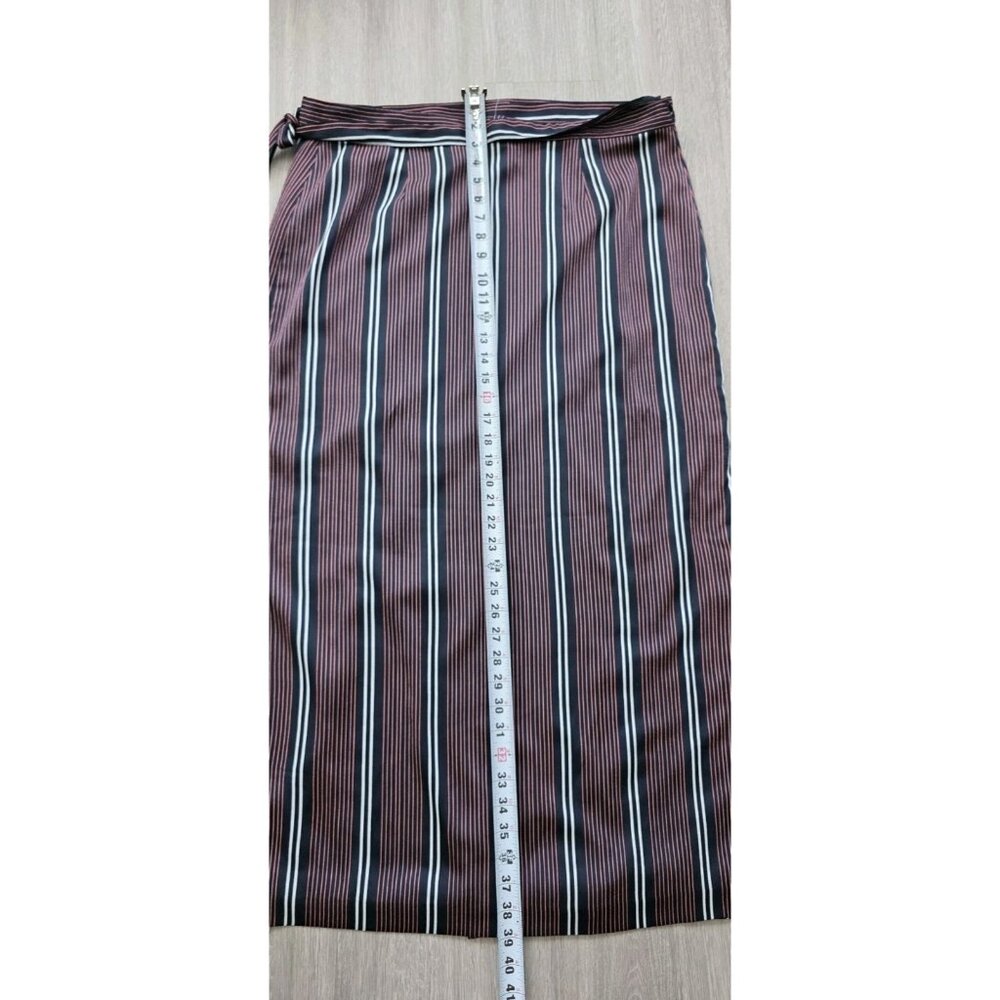 Banana Republic Striped Maxi Wrap Skirt Size 14‎ Navy Red Lined - Picture 3 of 16